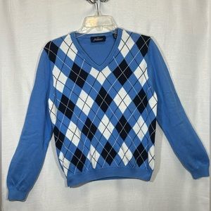 Jack Nicklaus Sweater-Ladies blue Argyle Pullover Medium